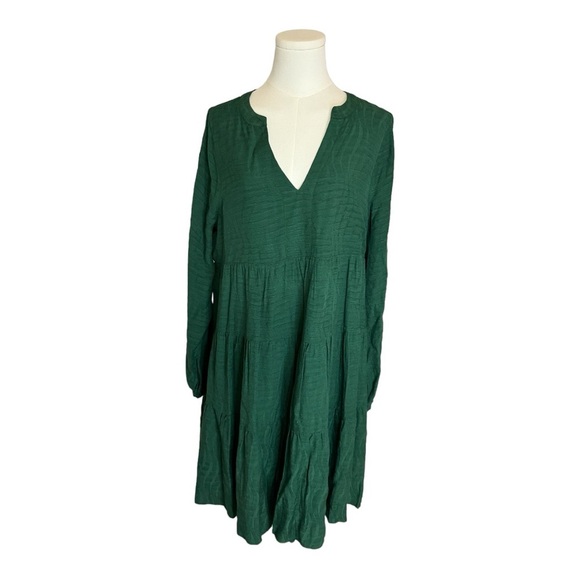 MAEVE ANTHROPOLOGIE Emerald Amber Tiered Tunic Popover Mini Dress Size Medium M - Picture 4 of 8